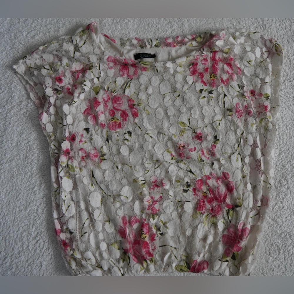 Cherishh Pink Floral Lace Blouse Made in Italy